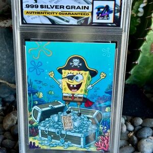 SpongeBob Pirate With Silver Art Card.   1 GR .999 Fine Silver
